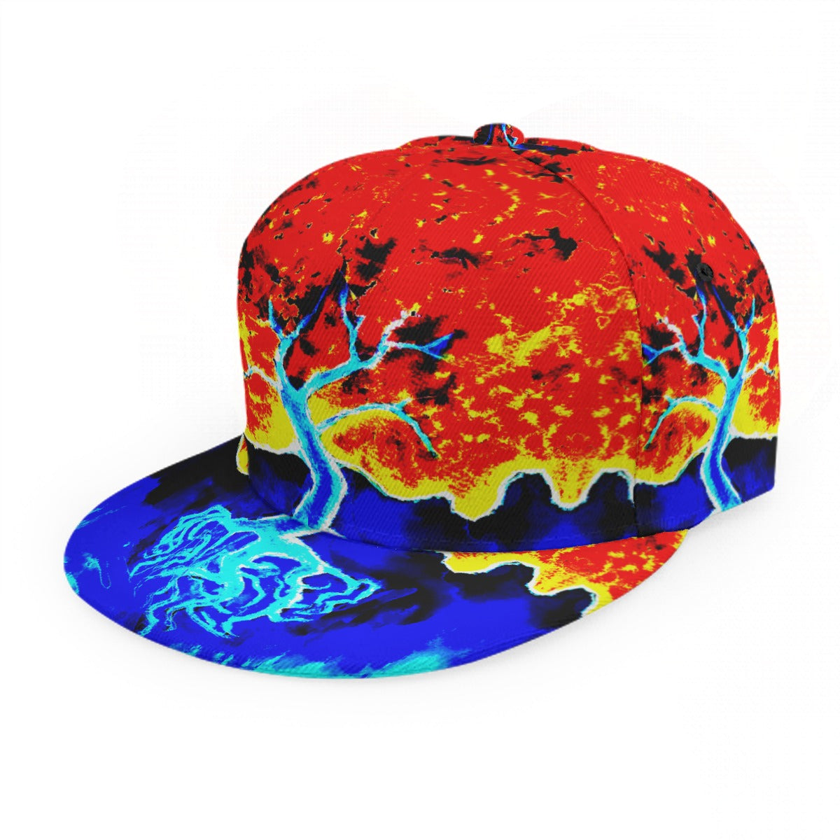Fire and Ice Baseball Cap With Flat Brim
