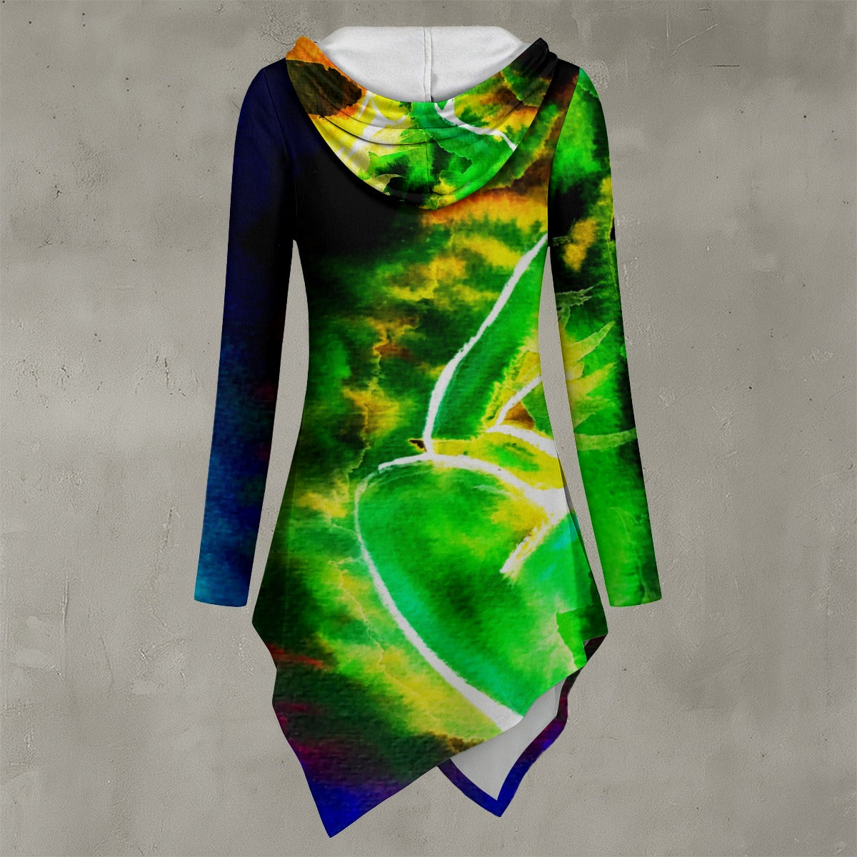 Swept Away invert All-Over Print Women's Asymmetric Hem Hoodie