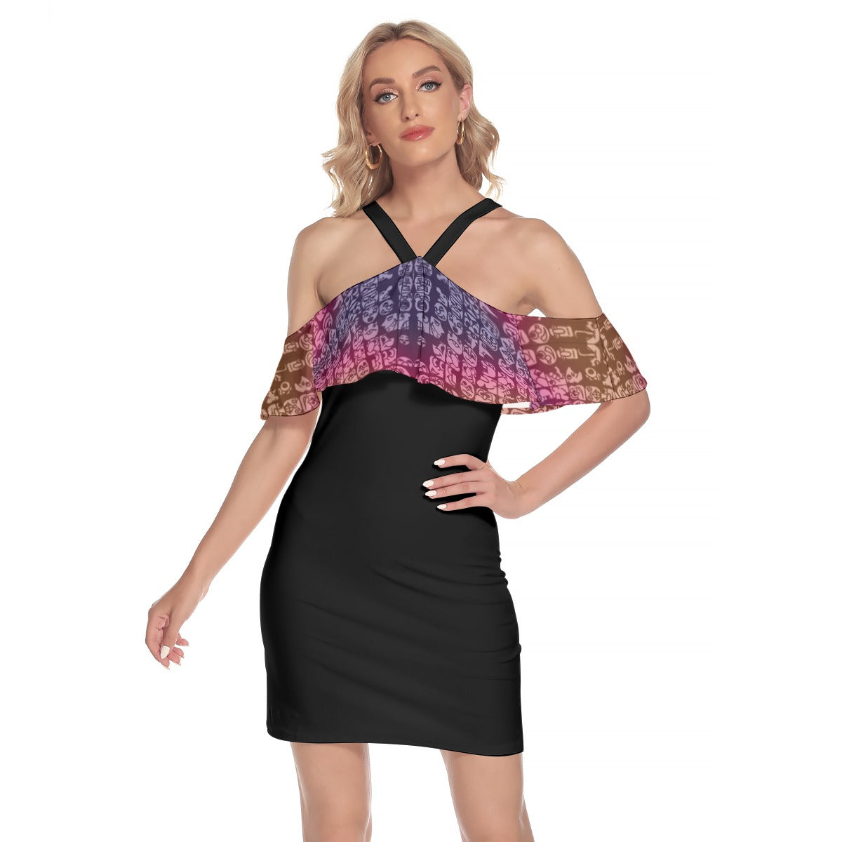 Faces Cold Shoulder Cami Dress With Ruffle
