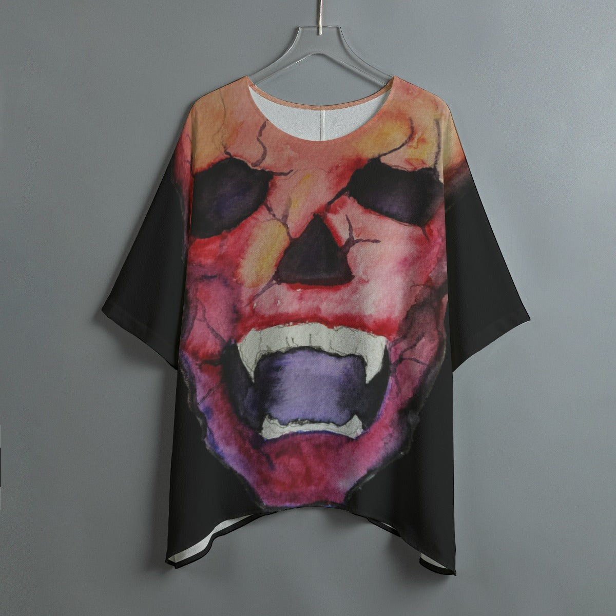 Blood Skull All-Over Print Women's Bat Sleeve Shirt