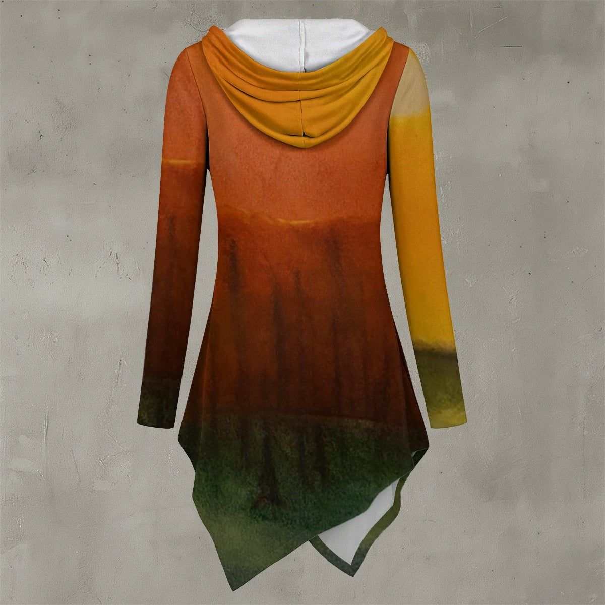 Autumn has Come All-Over Print Women's Asymmetric Hem Hoodie