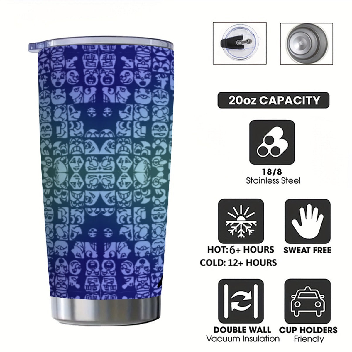 Blueberry Faces Custom 20OZ Tumbler With Sliding Lid For The USA
