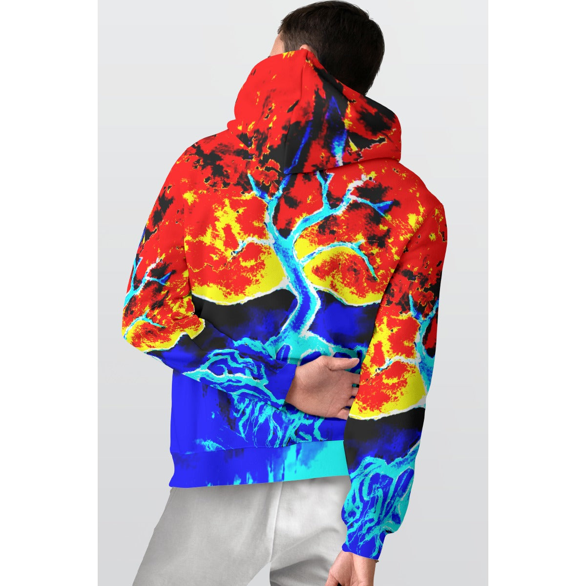 Fire and Ice All-Over Print Men's Thicken Pullover Hoodie