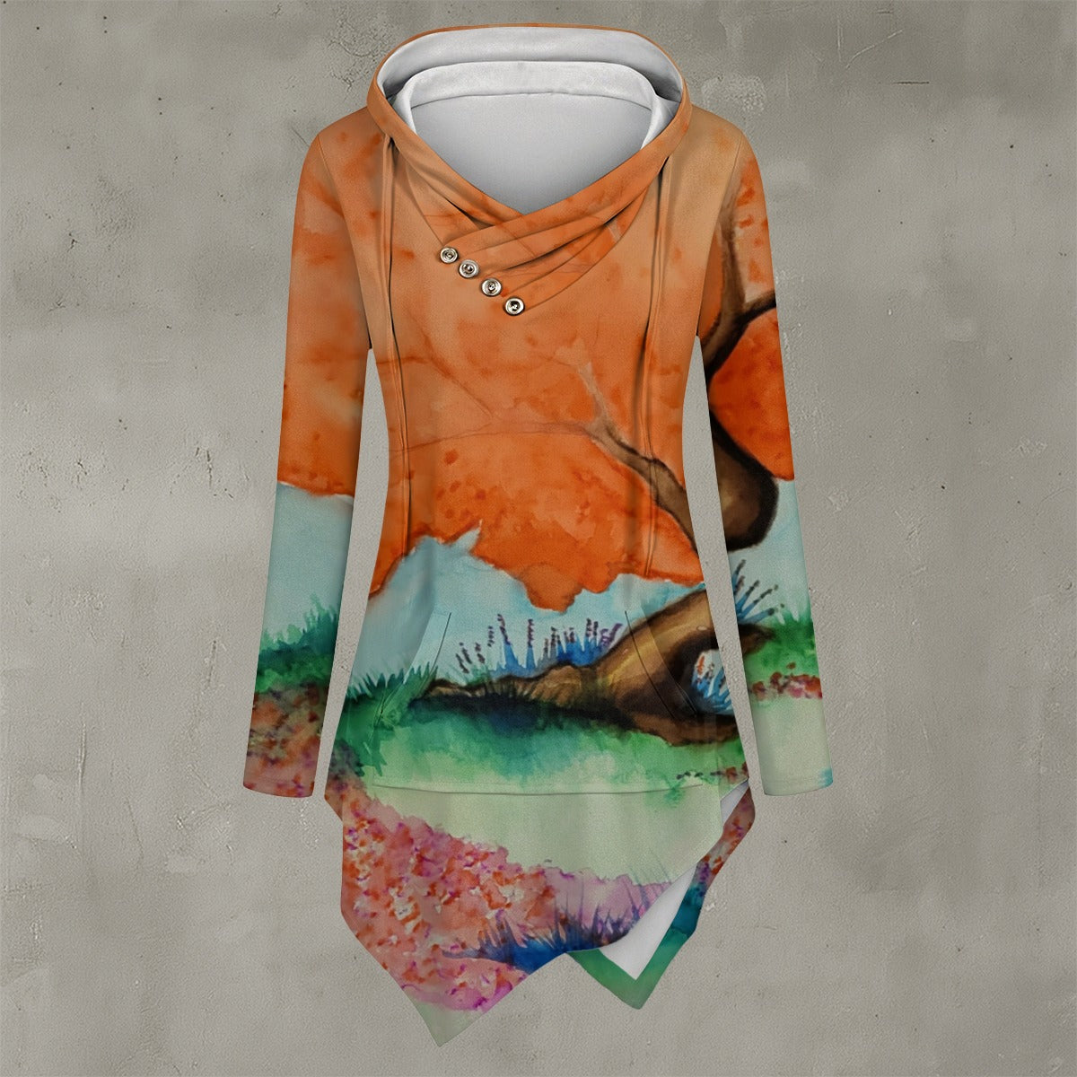 Dance with Faries All-Over Print Women's Asymmetric Hem Hoodie