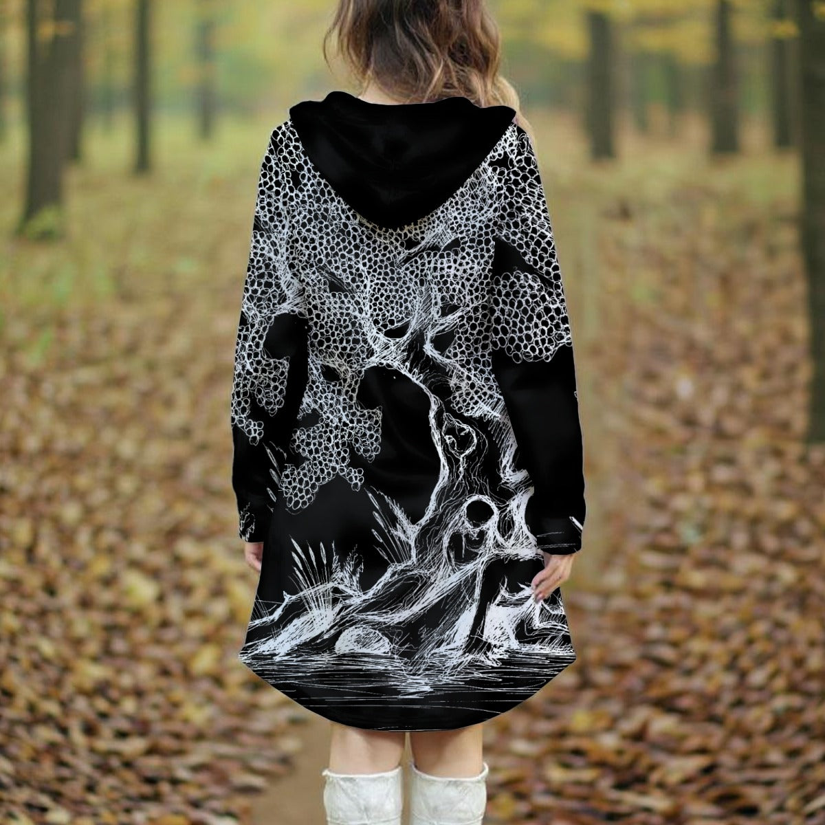 The Fallen Tree All-Over Print Women's Longline Hoodie Dress