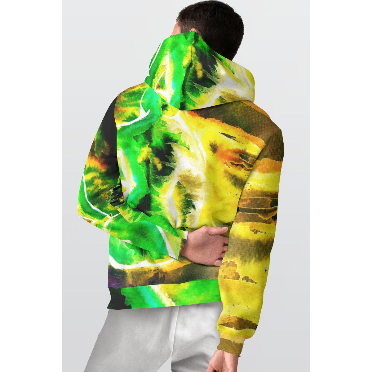 Swept Away Inverted All-Over Print Men's Thicken Pullover Hoodie