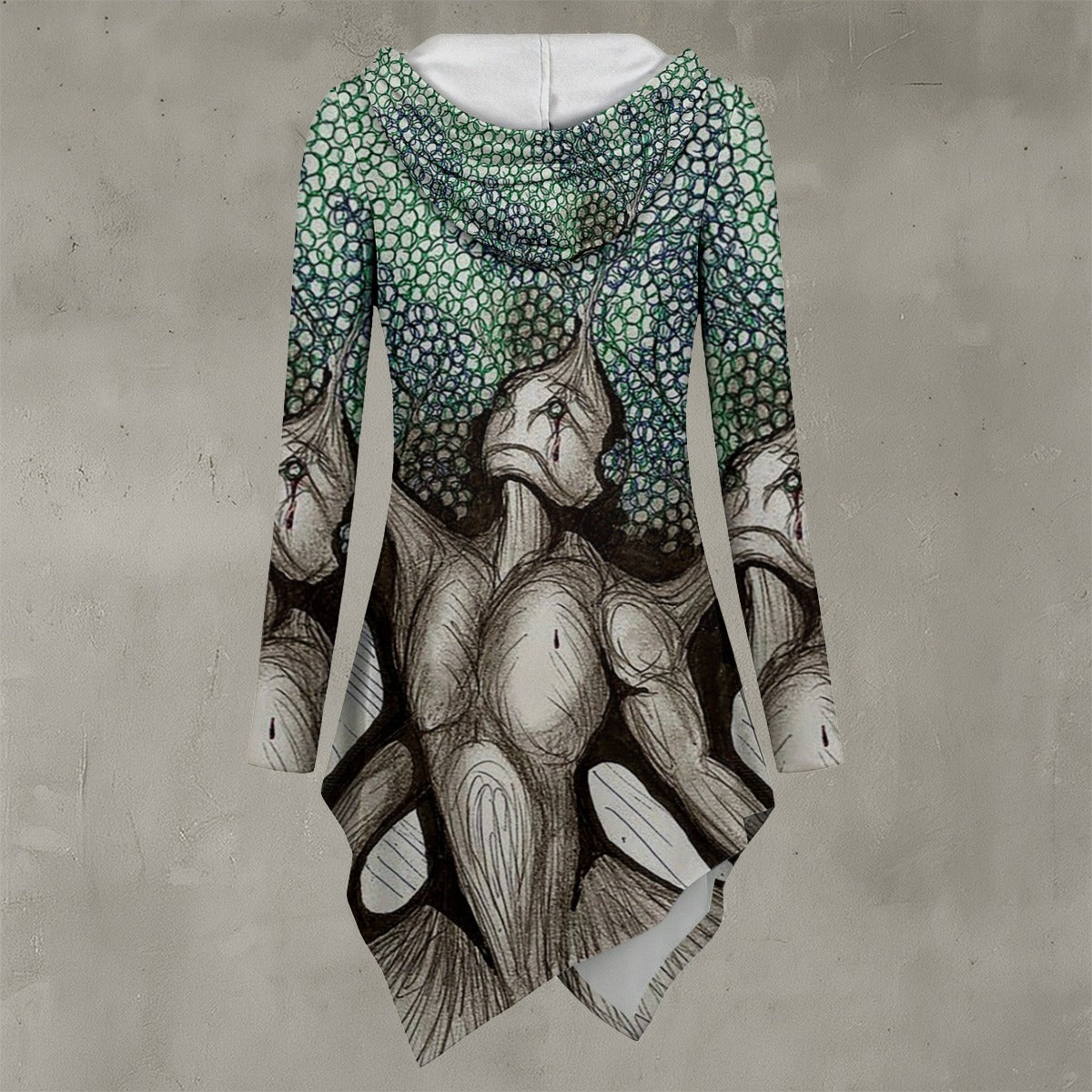 Striving for Life All-Over Print Women's Asymmetric Hem Hoodie