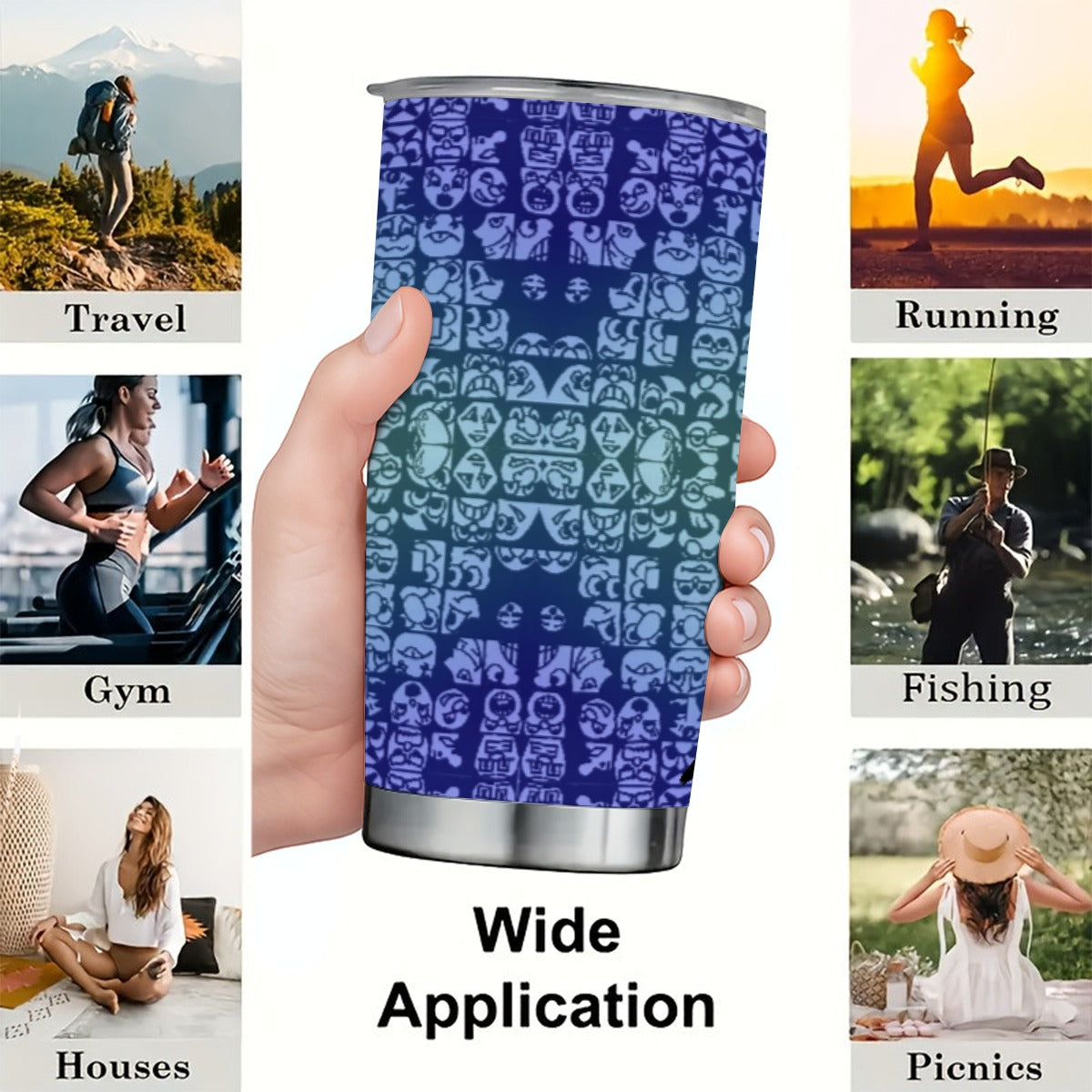 Blueberry Faces Custom 20OZ Tumbler With Sliding Lid For The USA