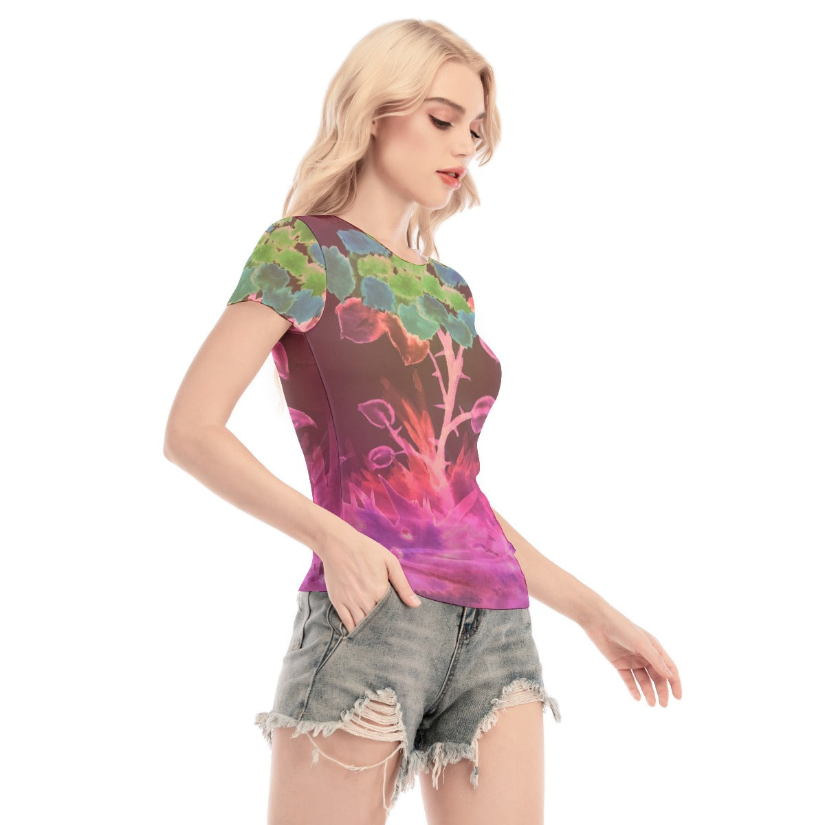 Morning Bloom Short Sleeve Mesh Blouse
