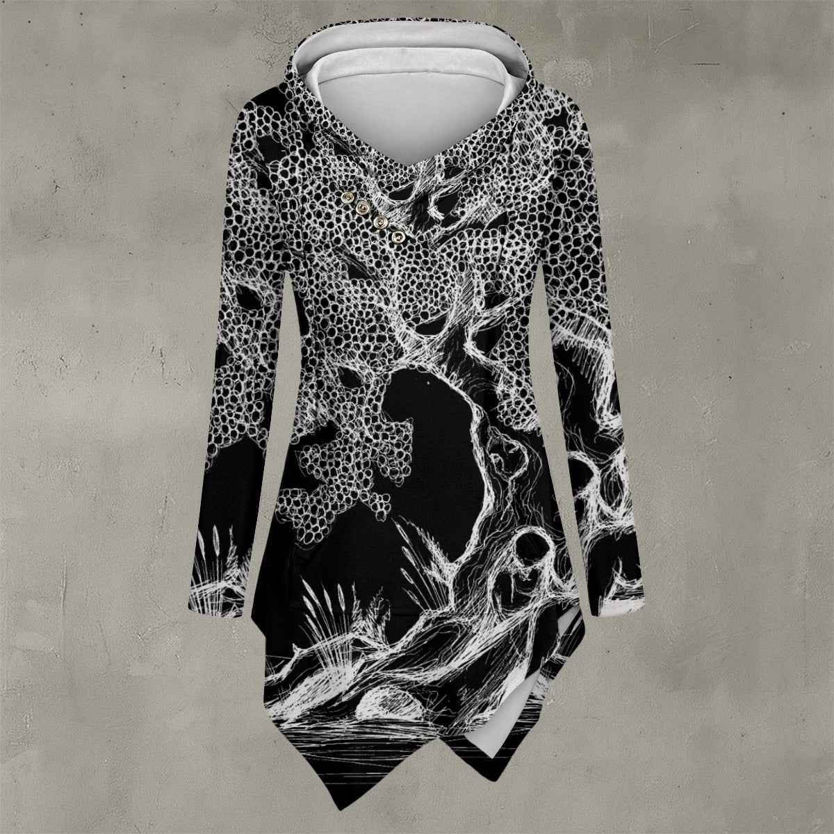 Haunted Tree All-Over Print Women's Asymmetric Hem Hoodie