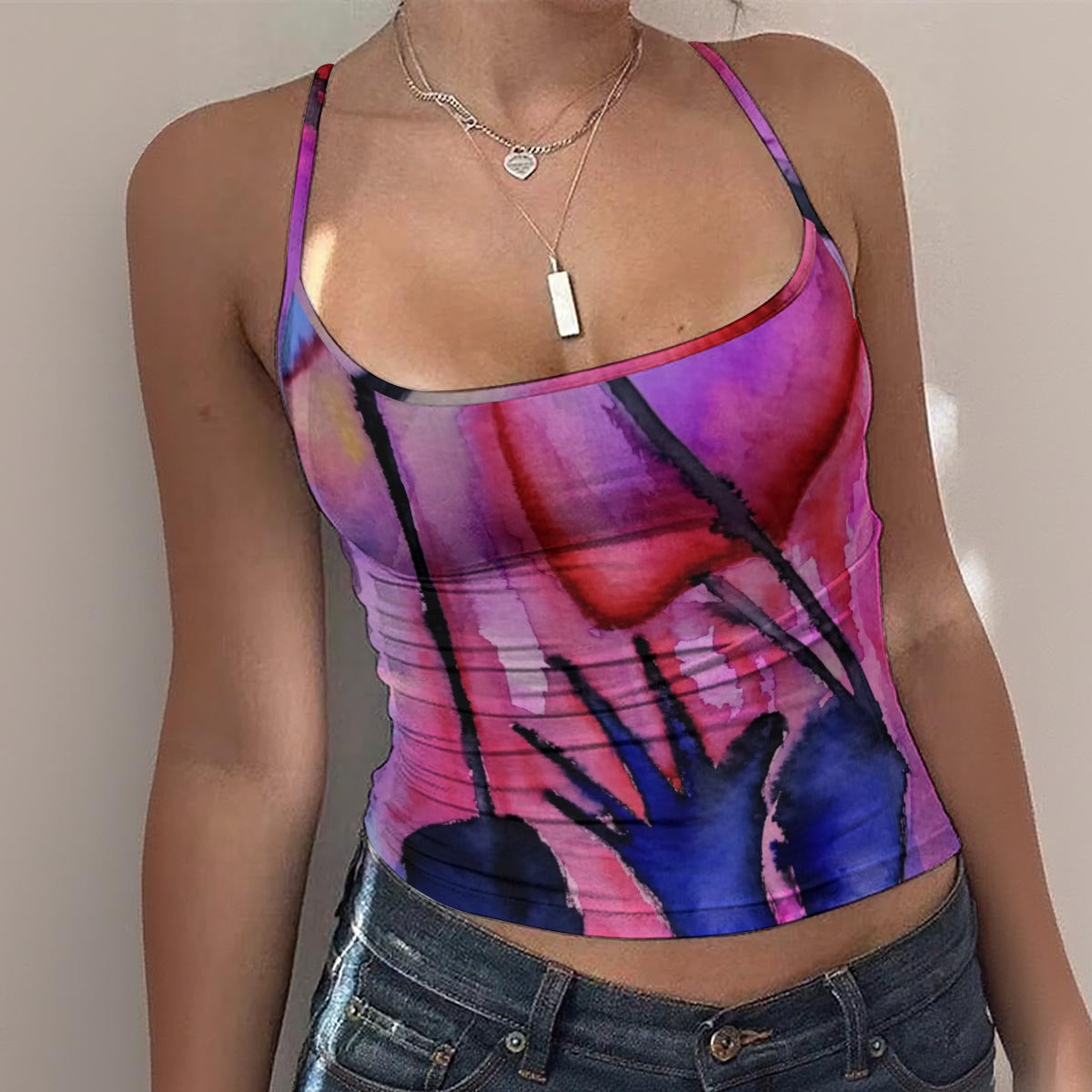 Heart Strings All-Over Print Women's Spaghetti Strap Tank Top