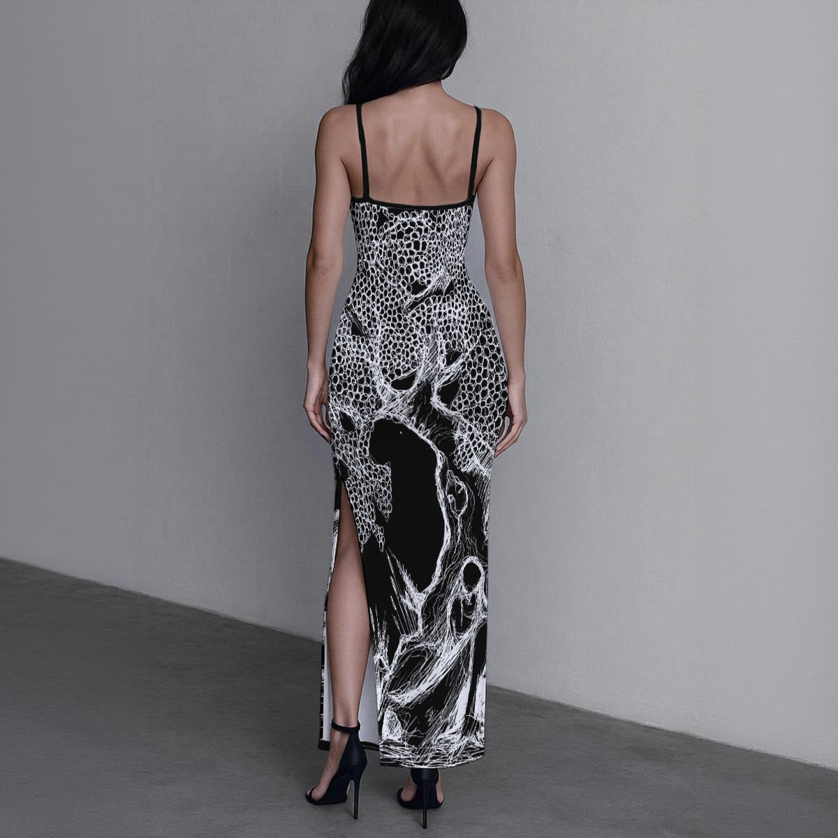 Haunted Tree All-Over Print Women's Long Dress with Slit