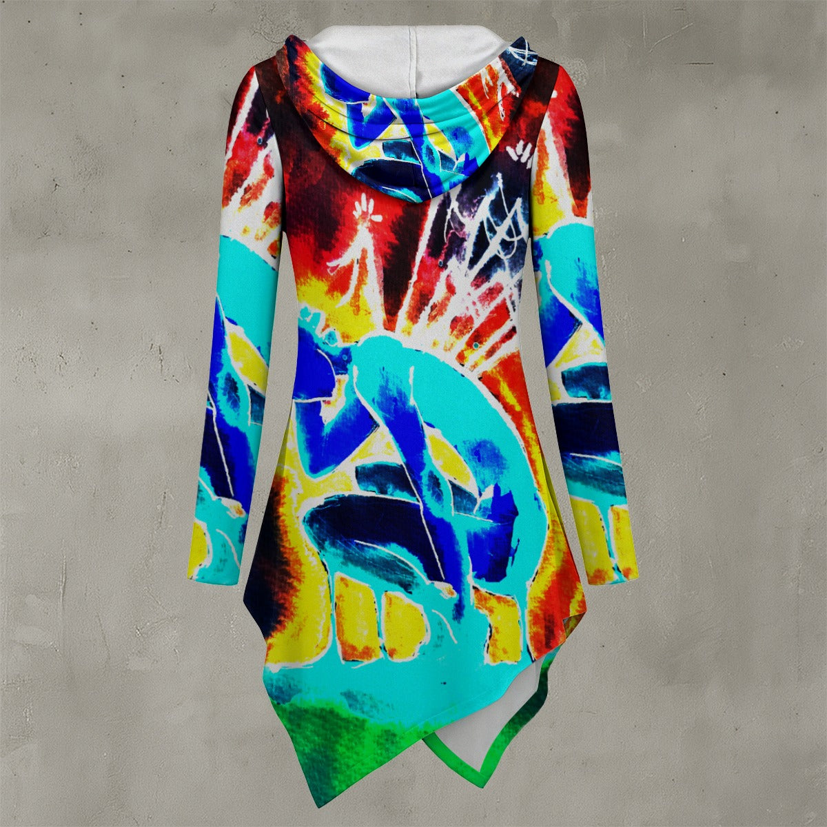 Pins and Needles Invert All-Over Print Women's Asymmetric Hem Hoodie
