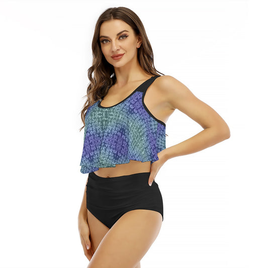 Faces Blue Ruffled Vest Bikini Swimsuit