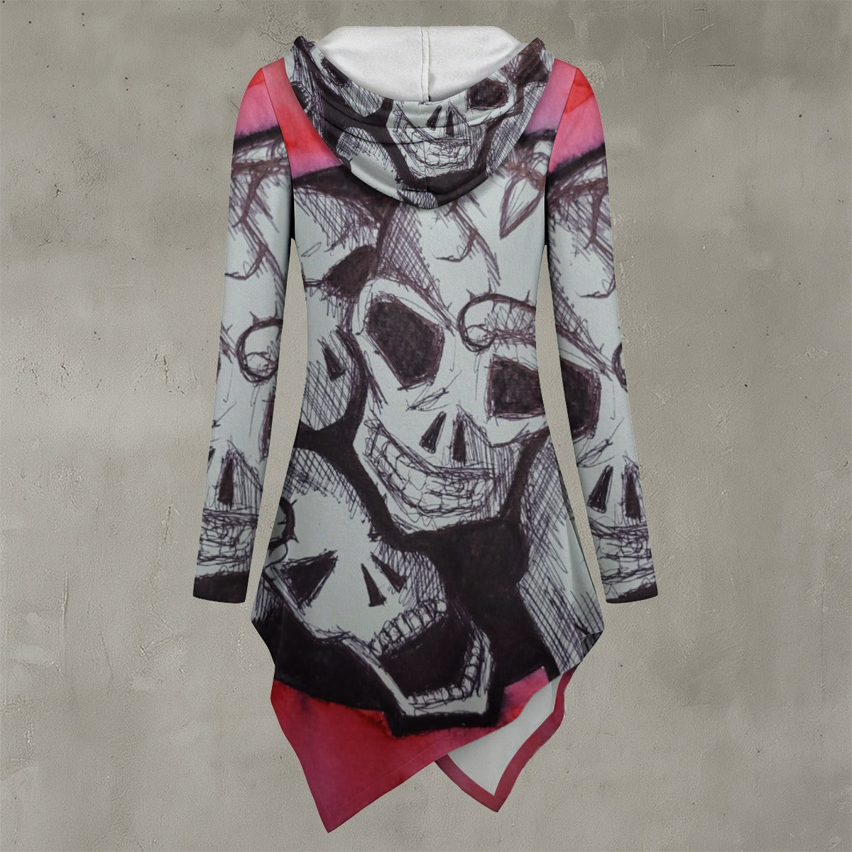 Skullz All-Over Print Women's Asymmetric Hem Hoodie