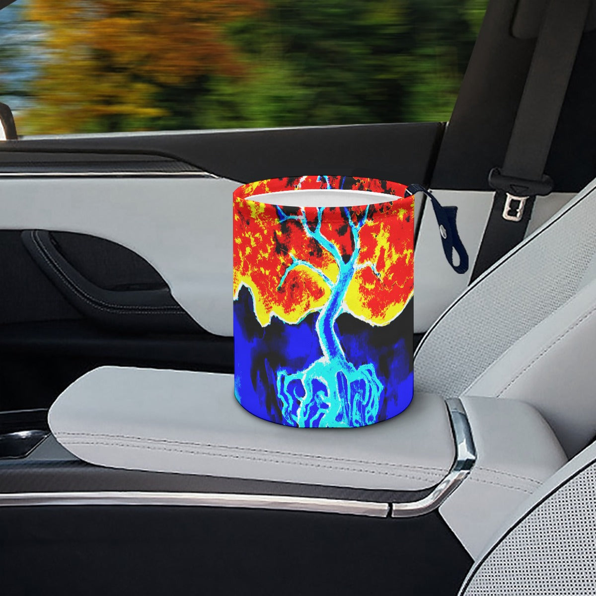 Fire and Ice Minimalist Fabric Car Trash Can