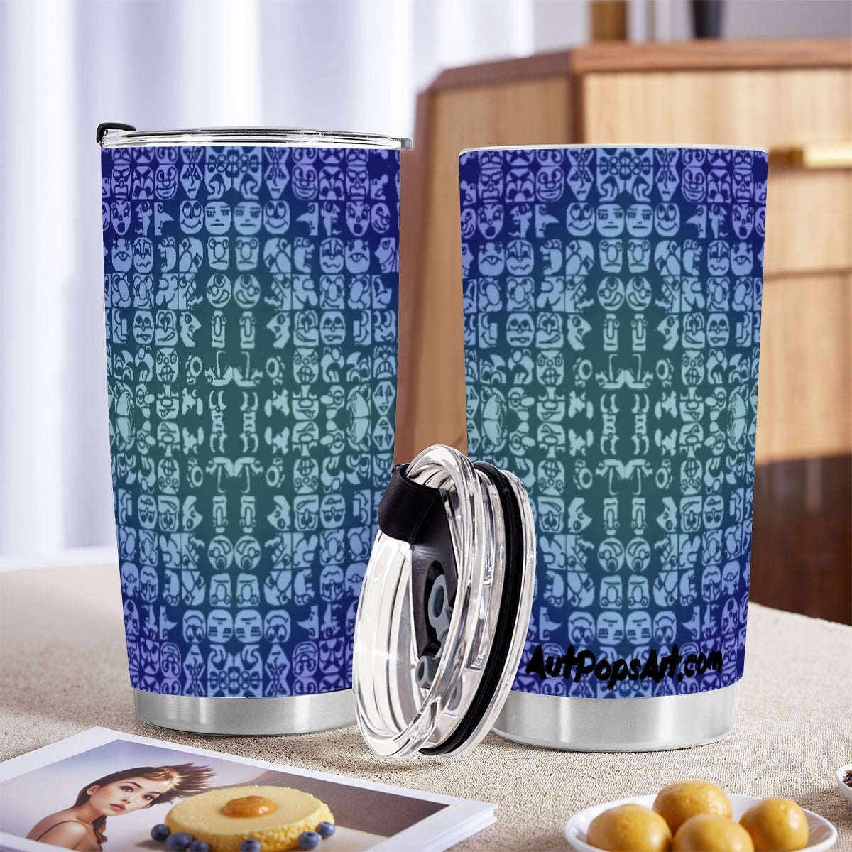 Blueberry Faces Custom 20OZ Tumbler With Sliding Lid For The USA