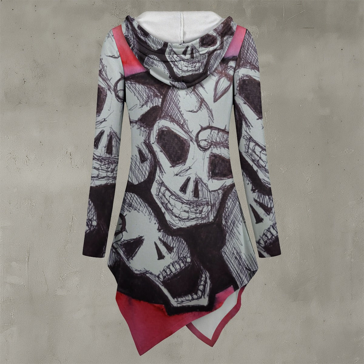 Skullz All-Over Print Women's Asymmetric Hem Hoodie