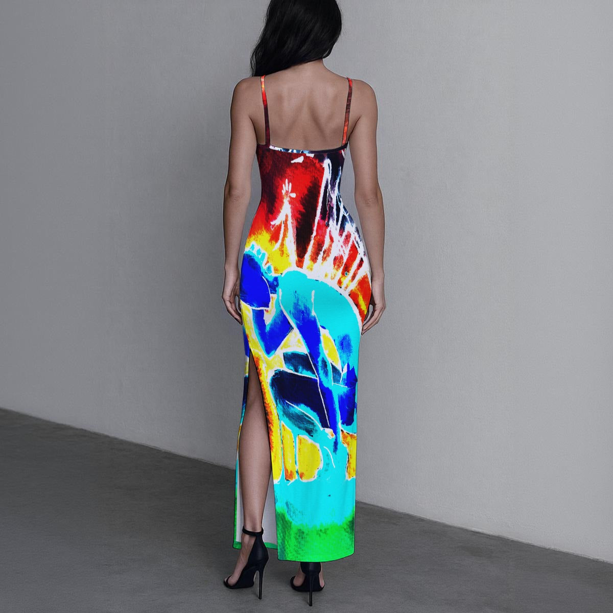 Pins and Needles Inverted All-Over Print Women's Long Dress with Slit