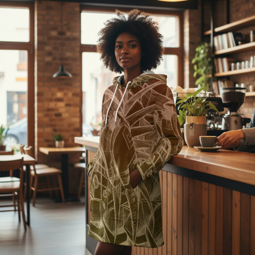 Sunrise Sketch All-Over Print Women's Longline Hoodie Dress