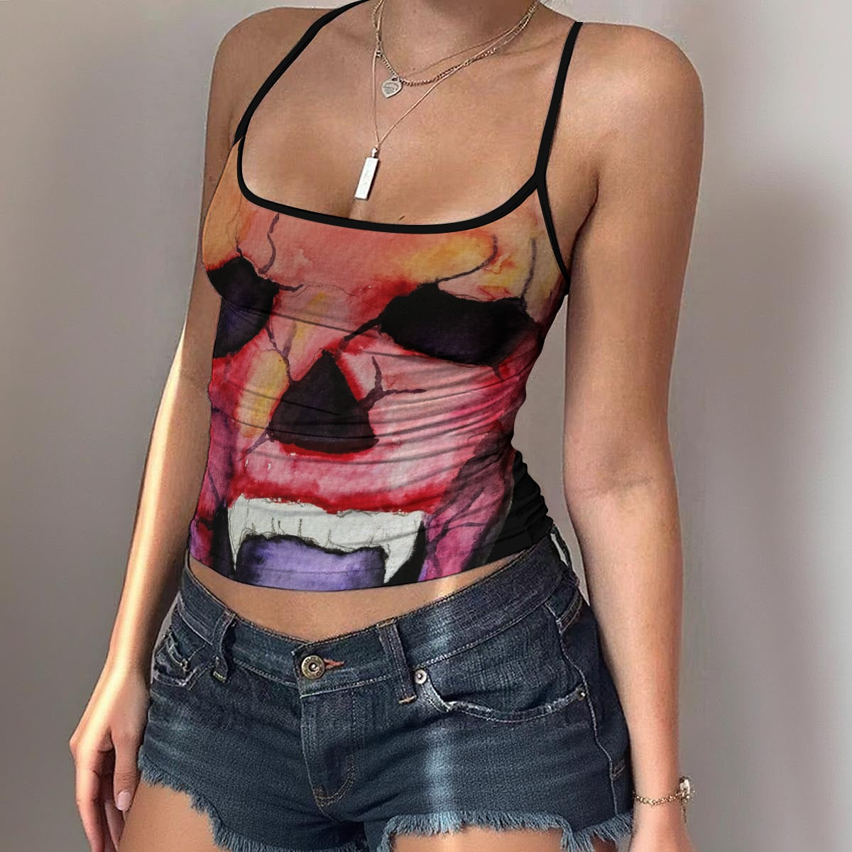Blood Skull All-Over Print Women's Spaghetti Strap Tank Top