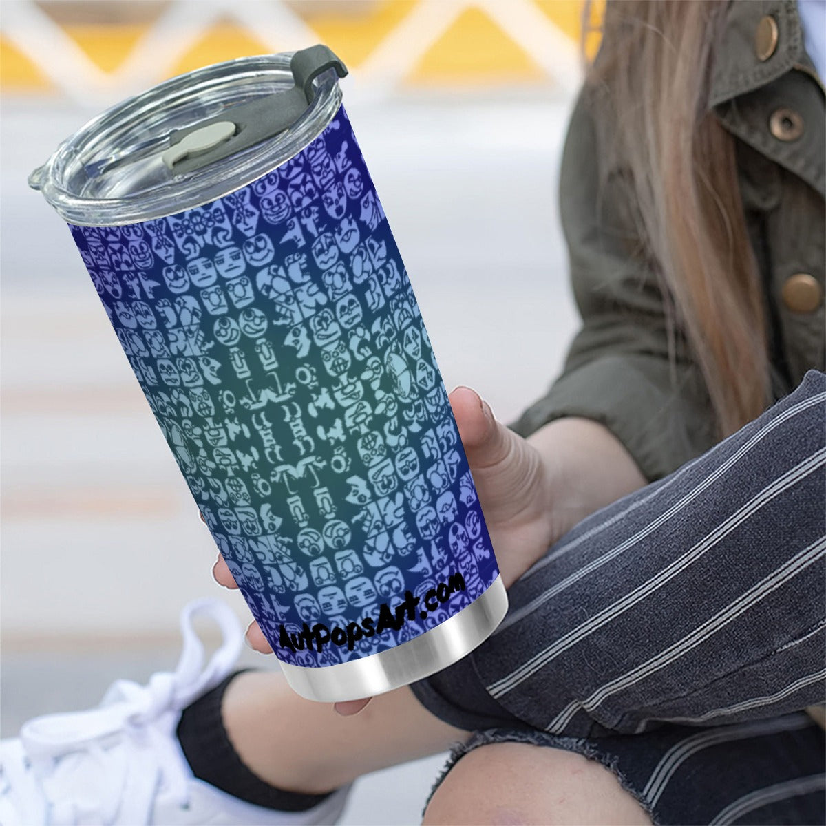 Blueberry Faces Custom 20OZ Tumbler With Sliding Lid For The USA