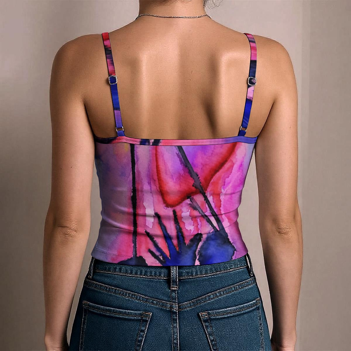 Heart Strings All-Over Print Women's Spaghetti Strap Tank Top