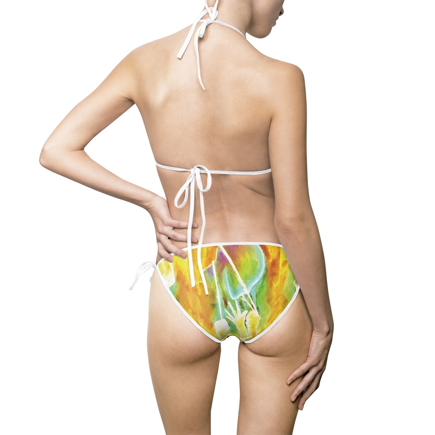 Heart Strings Edit Colorful Tie-Dye Women's Bikini Swimsuit, Perfect for Beach Days, Pool Parties, Summer Vacations, and Swimwear Collections