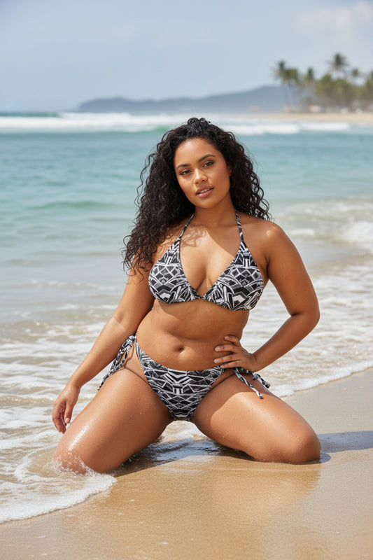 Inverted Sketch All-over print recycled string bikini