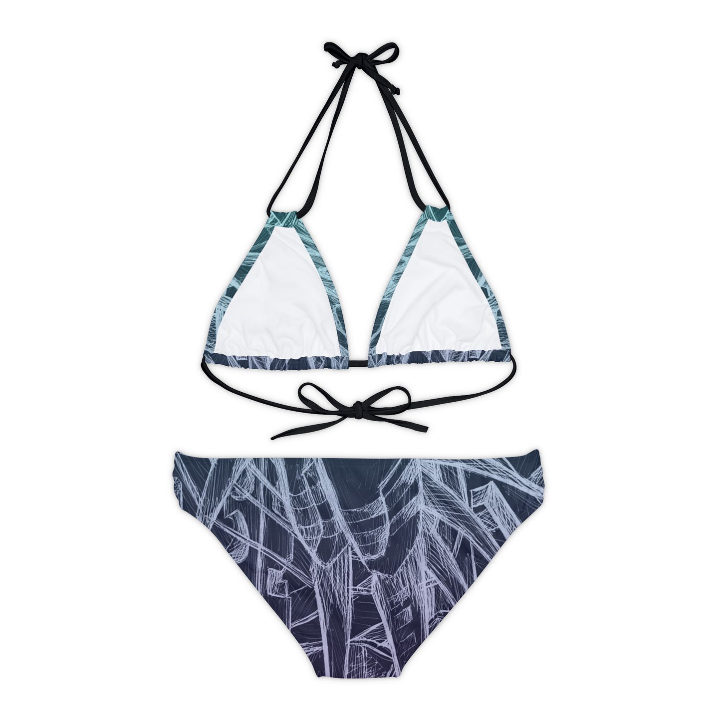 Inverted Sketch Midnight Blue Strappy Bikini Set