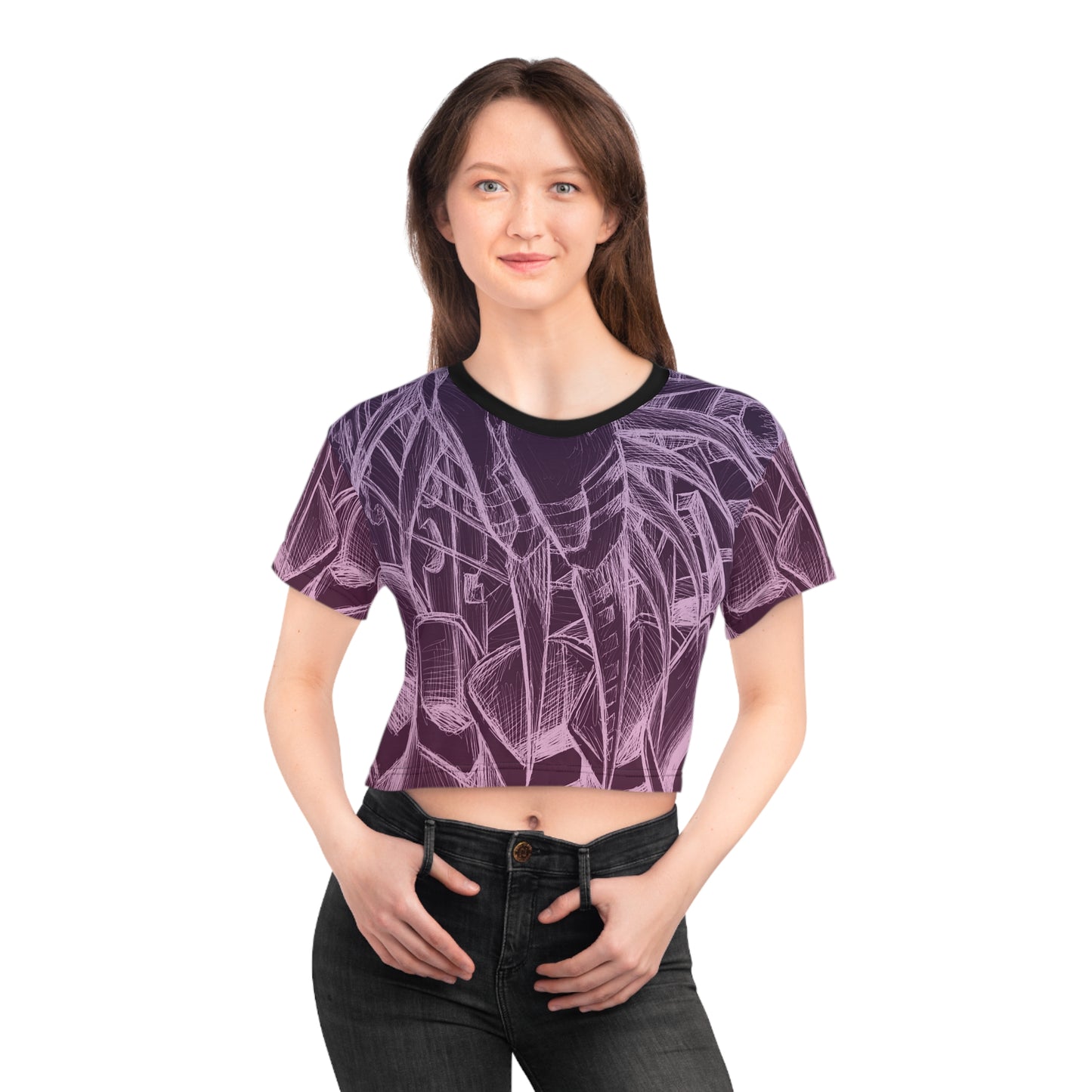 Inverted Sketch Orchid Bloom Crop Tee