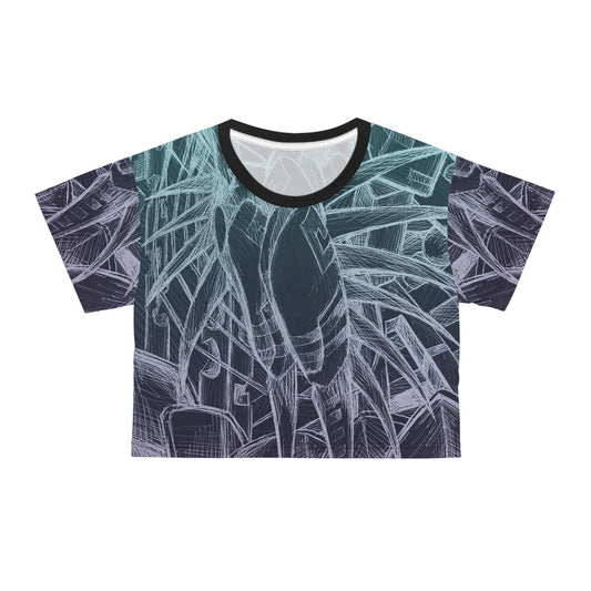 Inverted Sketch Midnight Blue Crop Tee