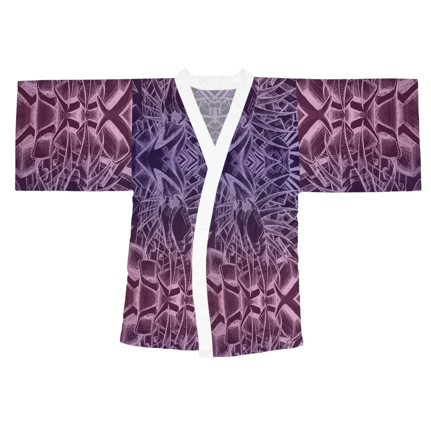 Inverted Sketch Orchid Bloom Long Sleeve Kimono Robe (AOP)