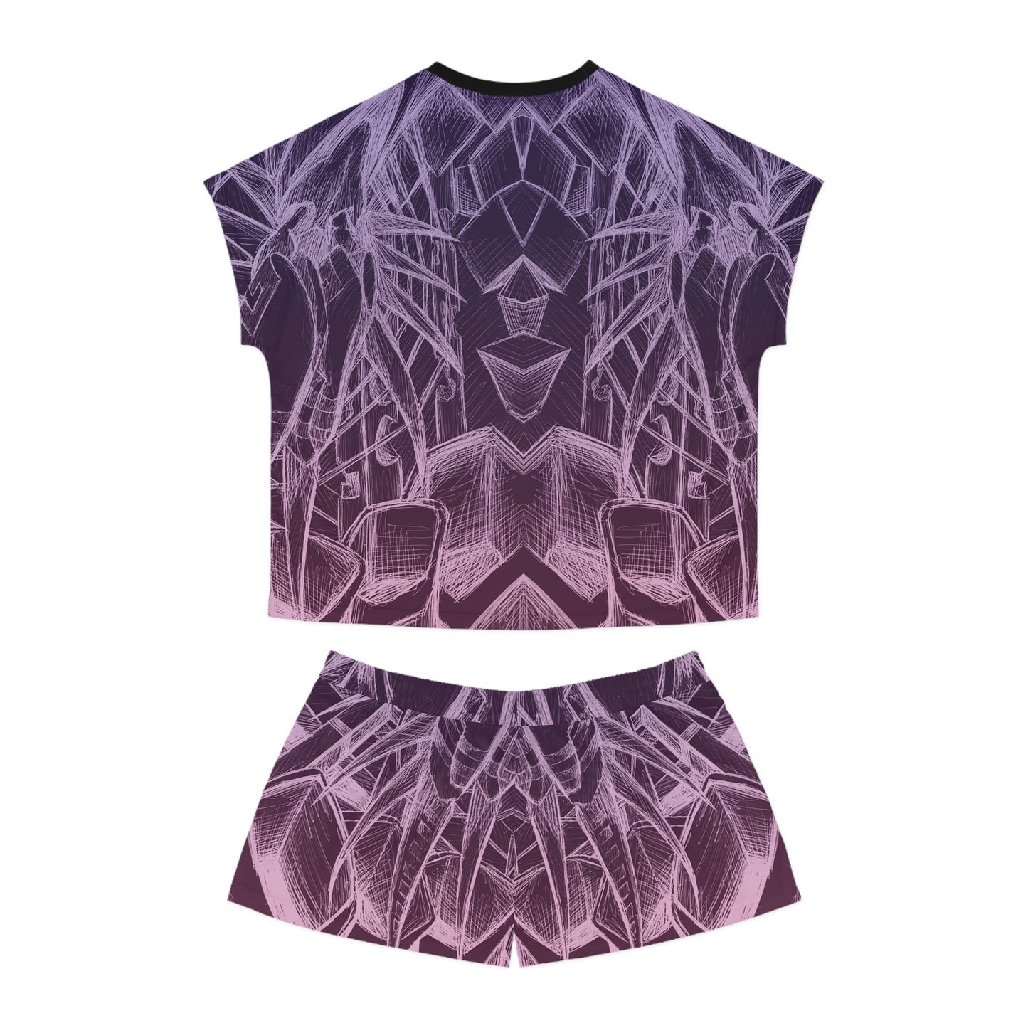 Inverted Sketch Orchid Bloom Women's Short Pajama Set