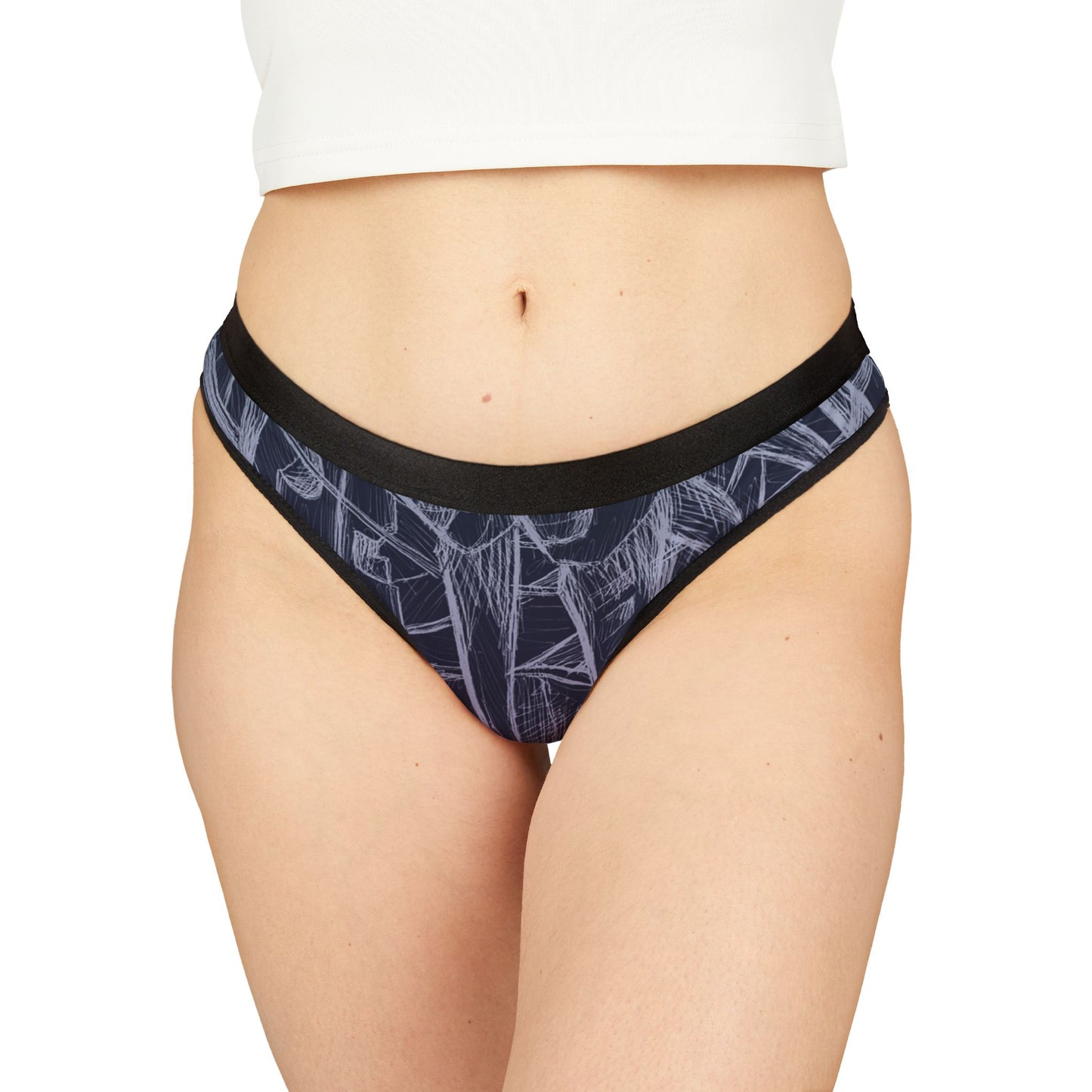 Inverted sketch Midnight Blue Women's Thongs