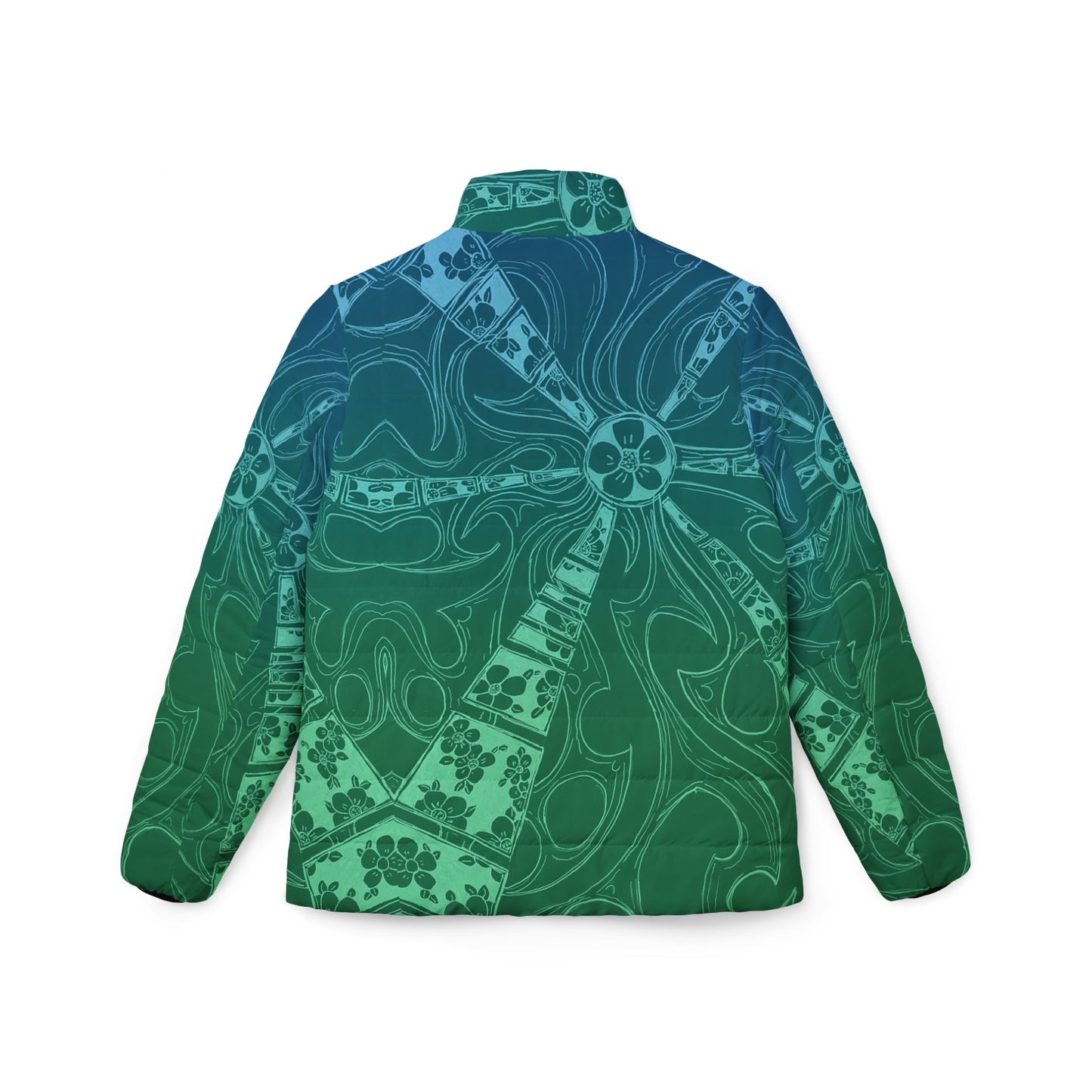 Flowers Sketch aquamarine Women’s Puffer Jacket (AOP)