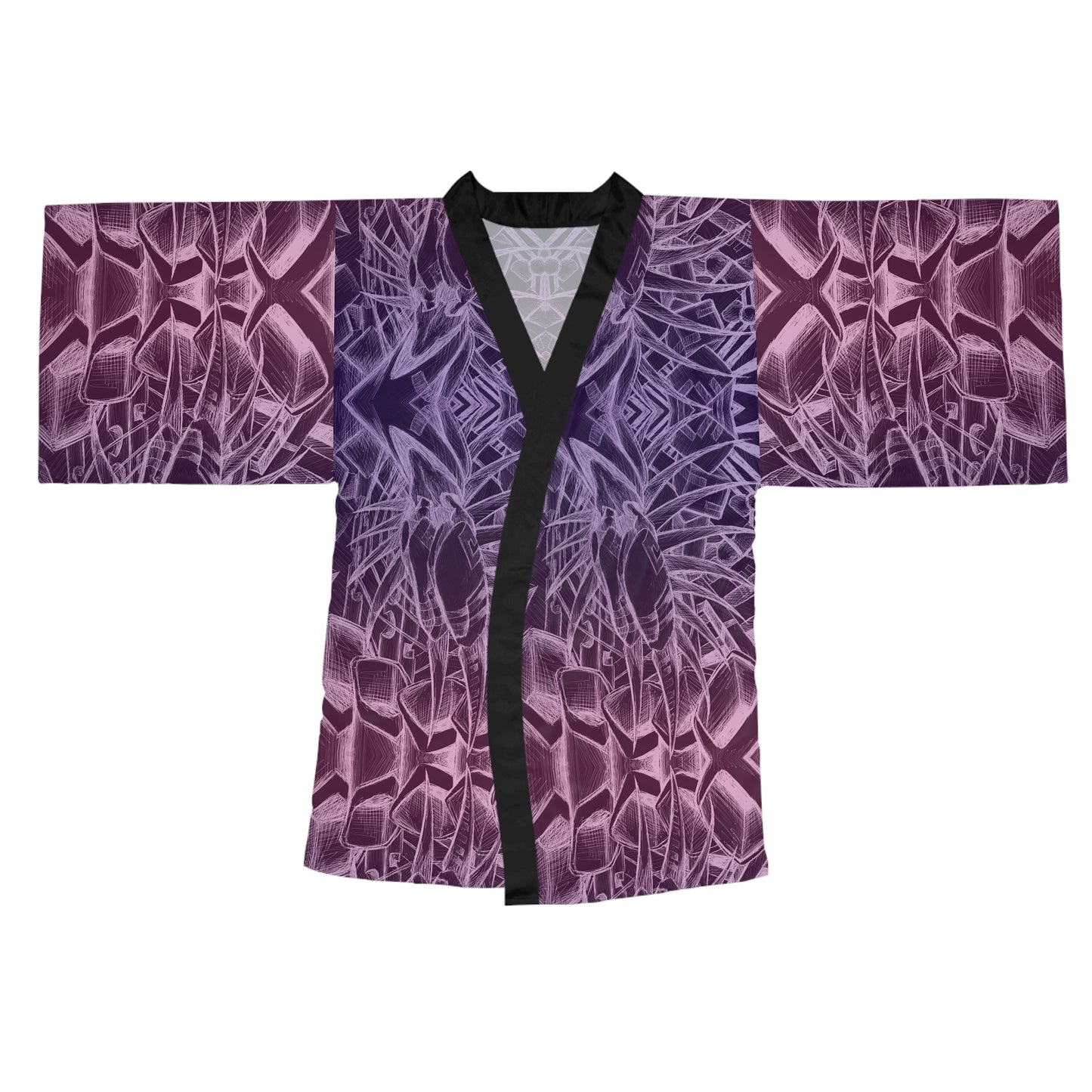 Inverted Sketch Orchid Bloom Long Sleeve Kimono Robe (AOP)