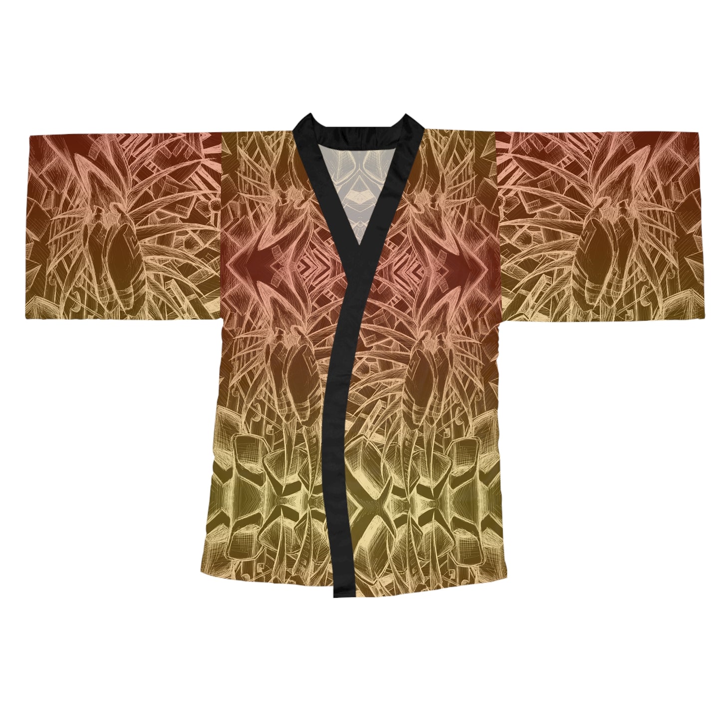 Inverted Sketch Sunrise Long Sleeve Kimono Robe (AOP)