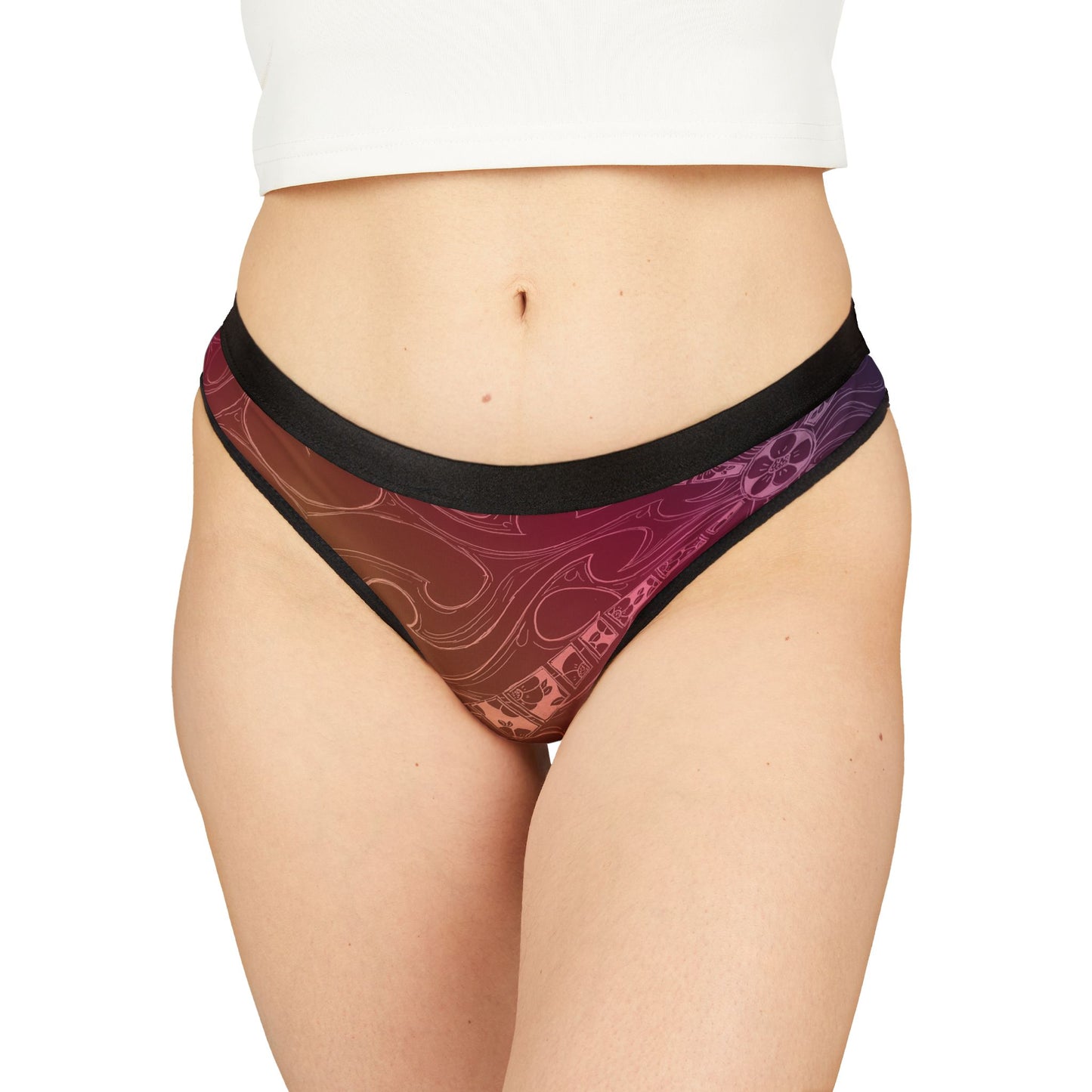 Flower Sketch Rose Women's Thongs (AOP)