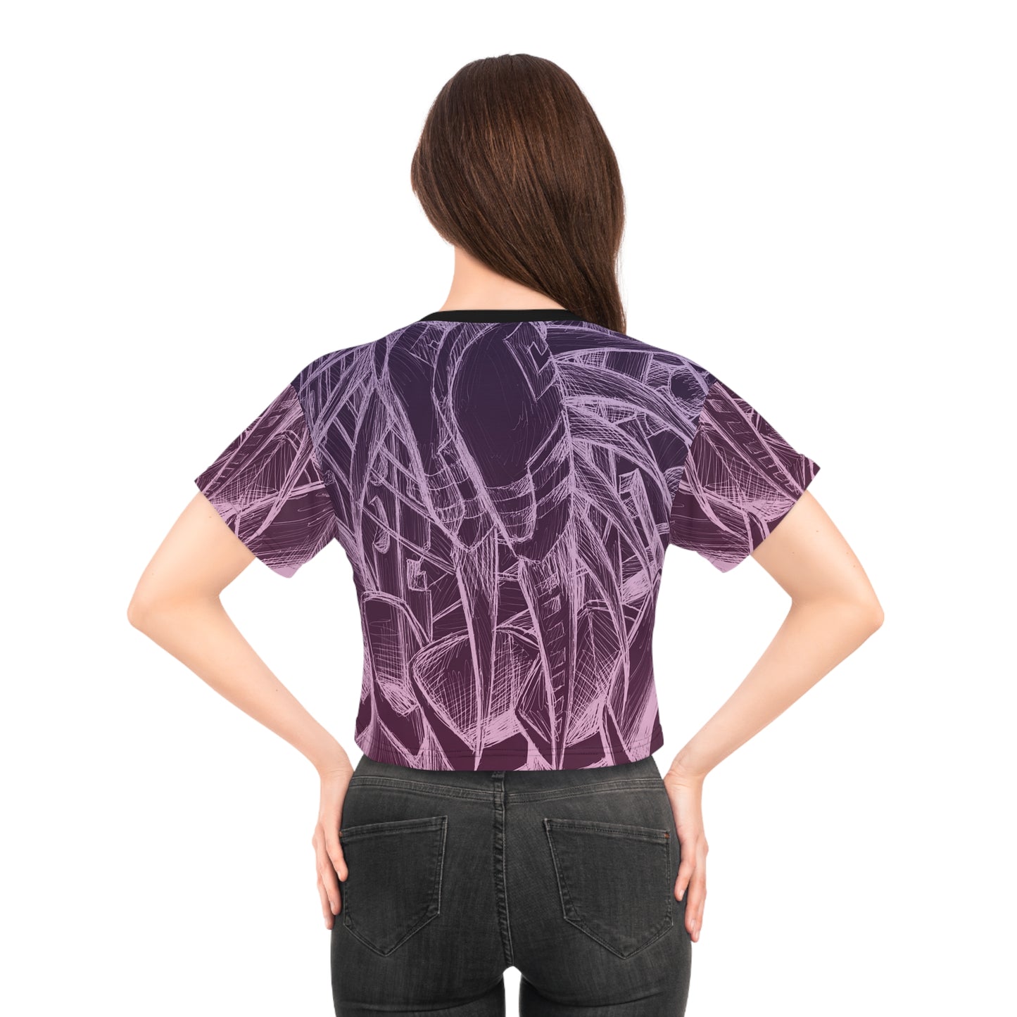 Inverted Sketch Orchid Bloom Crop Tee