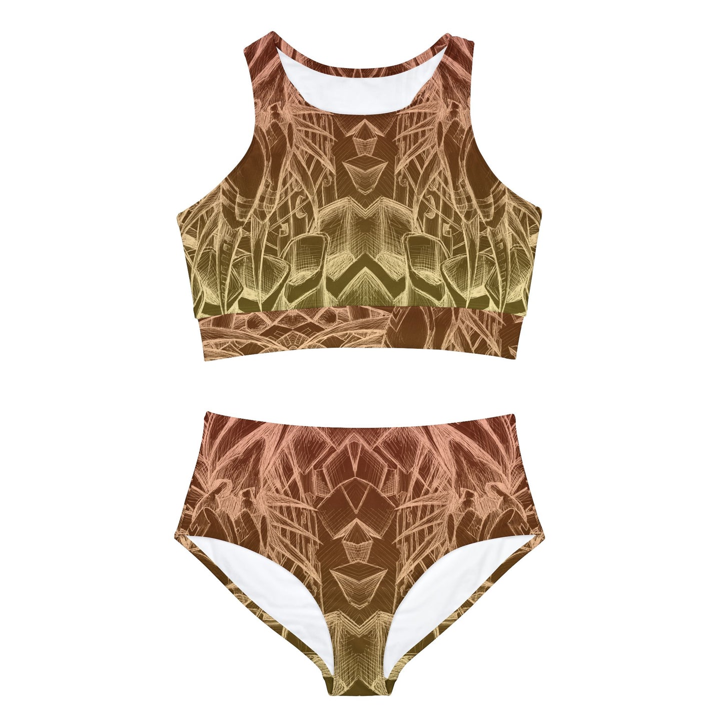 Inverted Sketch Sunrise Sporty Bikini Set