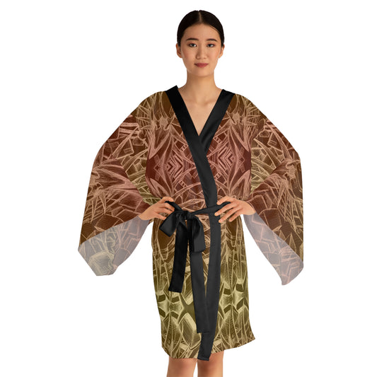 Inverted Sketch Sunrise Long Sleeve Kimono Robe (AOP)