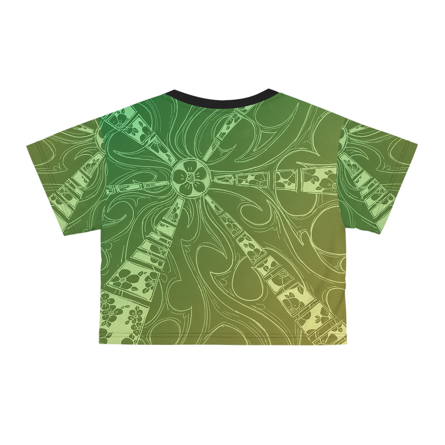 Flowers Sketch Spring Green Crop Tee (AOP)