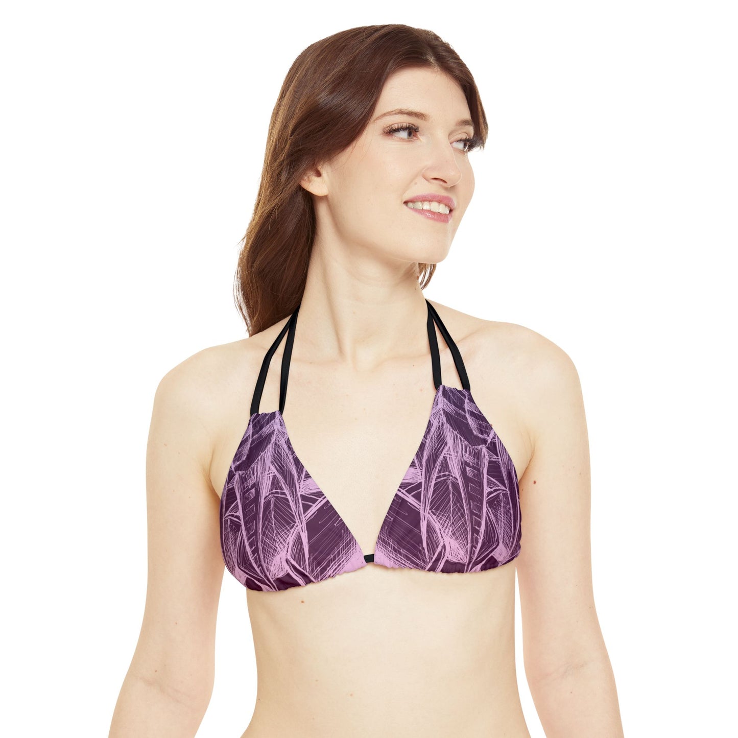 Inverted Sketch Orchid Bloom Strappy Bikini Set