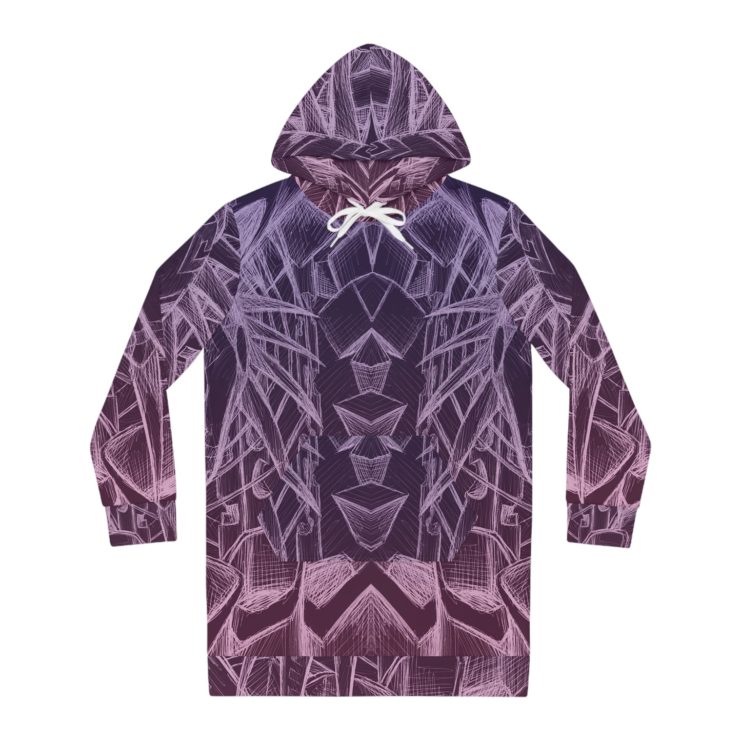 Inverted Sketch Orchid Bloom Women's Hoodie Dress