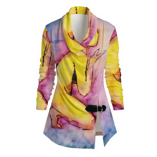 Alive All-Over Print Women's Draped Long Sleeve Top