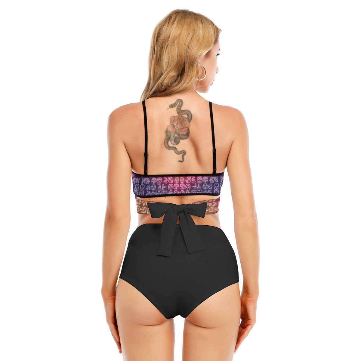 Faces Sunset All-Over Print Women's Bikini Swimsuit With Cross Straps