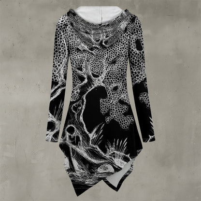 Sketch Inverted All-Over Print Women's Asymmetric Hem Hoodie