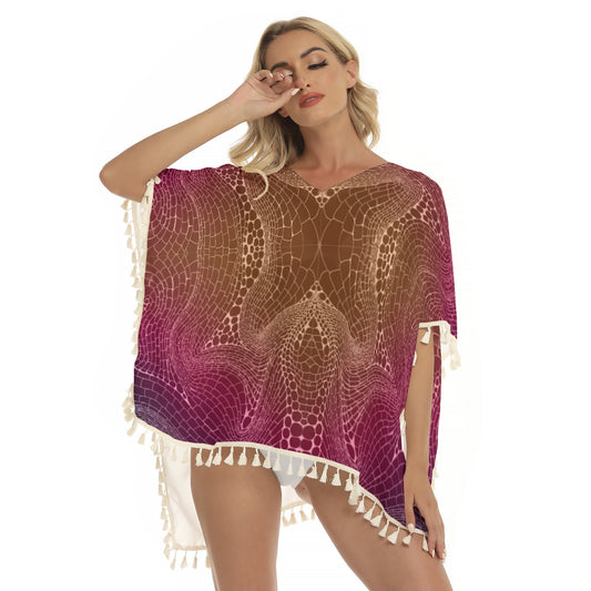 Signs of Life Sunrise All-Over Print Women's Square Fringed Shawl