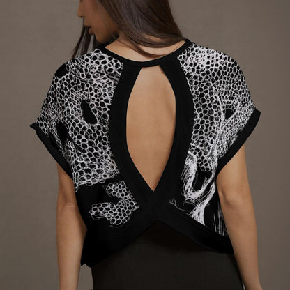 The Fallen Tree All-Over Print Women's Open-Back Crossover Workout Tee